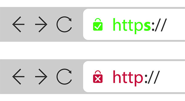 Captura de una pagina con candado (https) y otra con sin candado (http)