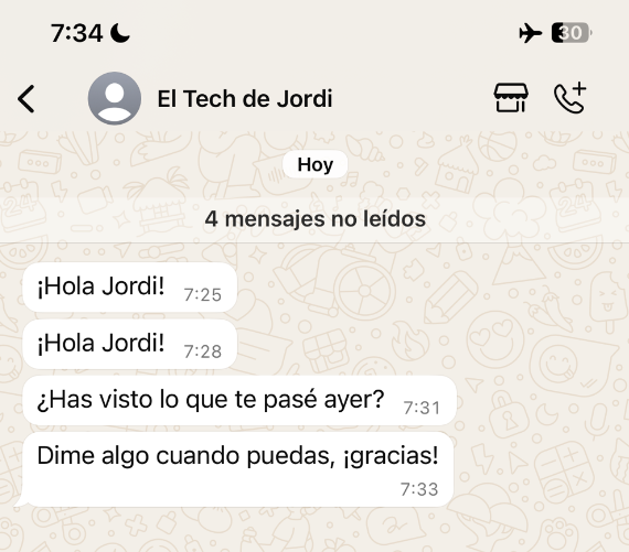 Conversación de Whatsapp en un iPhone